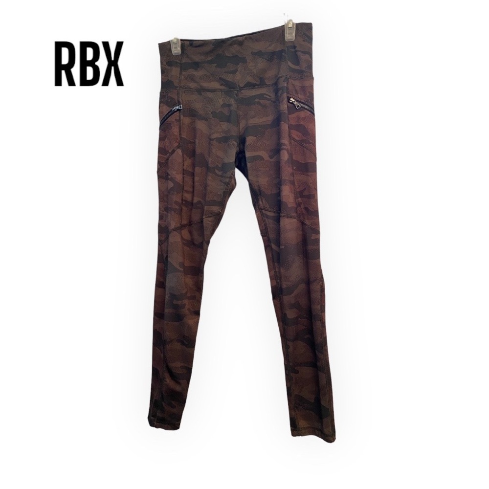 RBX camo print zipper pocket athletic leggings L